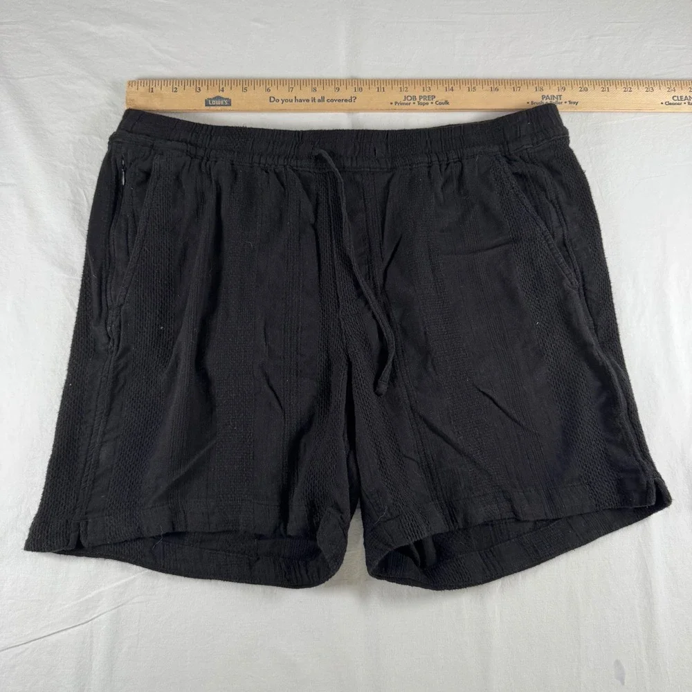 Abercrombie & Fitch Men's XL Black Cotton Linen Textured Pull-On Shorts FLAW